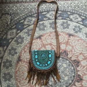 Boho Beaded Fringe Crossbody Bag
